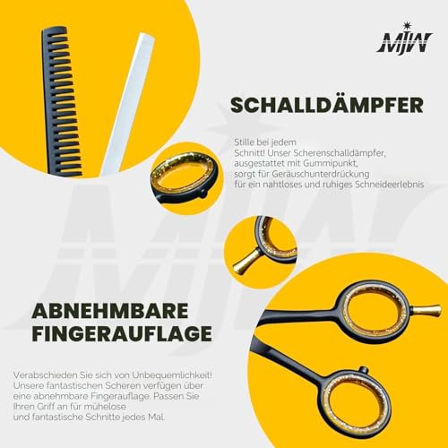 MJW Haarausdünnungsschere – Haarschneideschere aus Edelstahl, professionelle Friseurschere zum Verblenden, ideale Schere zum Strukturieren und Schichten für Männer und Frauen
