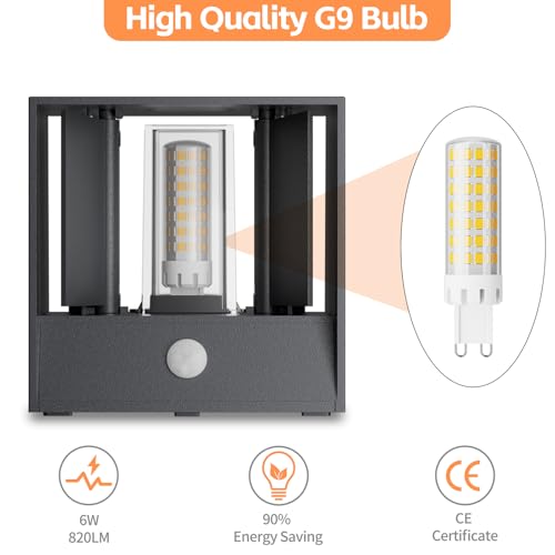 Aplique LED exterior con sensor de movimiento gris 3000K iluminación regulable 6W 3