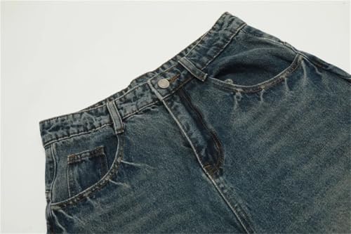 Men Wide Leg Jeans Washed Retro High Street Denim Baggy Jeans3