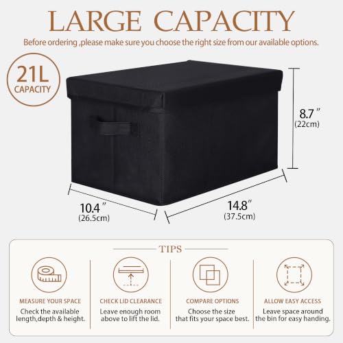 Image of WUIKE Storage Boxes with Lids, Decorative Boxes, Black, Large, 3-Pack