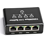 Ethernet Splitter 1 to 4 Out, Ethernet Splitter 1 to 4 1000Mbps High Speed RJ45 Lan Internet Splitter Plug & Play Metal Case for TV Computers Laptop Switch Router Monitor Set Top Boxes