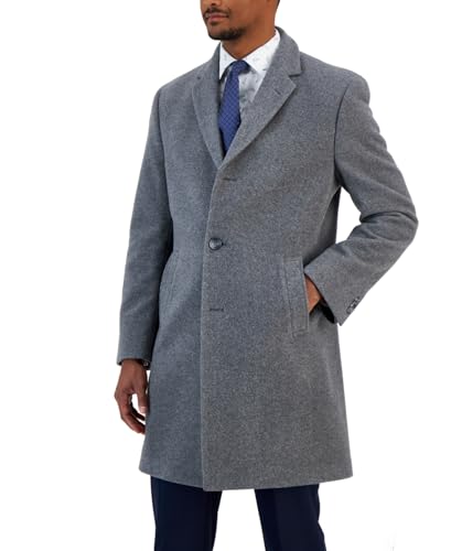Image of Nautica Mens Classic fit Overcoat Coat 42 L Grey Solid