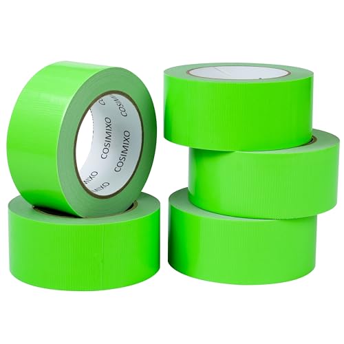 Image of COSIMIXO 5-Pack Green Heavy Duty Duct Tape, 2 inches x 30 Yards, Strong, Flexible, No Residue, All-Weather and Tear by Hand - Bulk Value for Repairs, Industrial, Professional Use