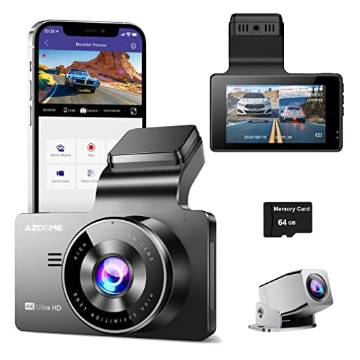XRC TECH Câmera veicular 4K WiFi GPS UHD 3840 x 2160P + lente dupla 1080P, com tela de 3 polegadas, câmera Sony de 8 MP, WDR, visão noturna, monitor de estacionamento de vídeo de carro (cartão de 64 GB incluído)