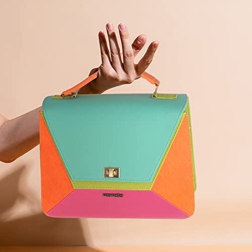 Hereje Women Shoulder Bag - Chic Top Handle Leather Handbag - Retro Colorful Crossbody Bag - Luxury Pu Leather Handbag With Detachable Strap #TOP4