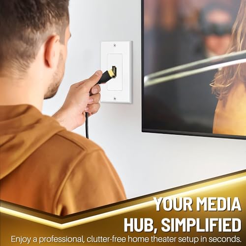 MX HDMI to HDMI Wall Plate Connector Module 45×45mm Female to Female HDMI Coupler, Compatible with UK & European Modular Socket Plates, 4K Ready HDMI Wall Port for TV, Projector, Home & Office 4 41jerBqrcrL