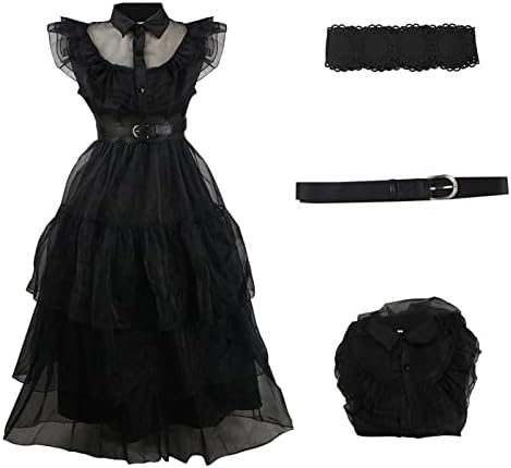 wednesday Addams Dress Costume Toddler Girls Cosplay Princess Outfits Kids Casual Dress Cartoon Kids Costume
