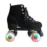 XUDREZ Cowhide Roller Skates for Women and Men High-Top Shoes Double-Row Design,Adjustable Classic...