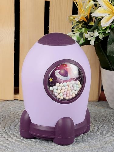 Image of Money Saving Bank with Coin Slot / /Creative Cartoon Design Money Bank / /Plastic Piggy Bank for Boys & Girls (Pack of 1) (Rocket - Purple)