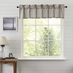 VHC Brands Grain Sack Charcoal Black Stripe Farmhouse Kitchen Curtain Valance 16x60 VHC Brands Grain Sack Charcoal Black Stripe Farmhouse Kitchen Curtain Valance 16×60
