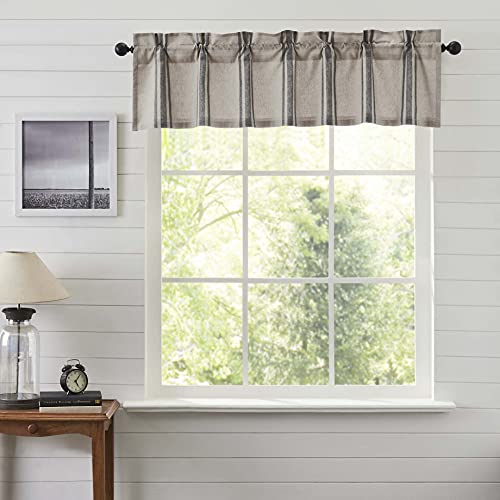 VHC-Brands-Grain-Sack-Charcoal-Black-Stripe-Farmhouse-Kitchen-Curtain-Valance-16x60 VHC Brands Grain Sack Charcoal Black Stripe Farmhouse Kitchen Curtain Valance 16×60