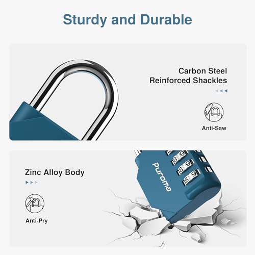 image for Puroma 1 Pack Combination Lock for Locker 4 Digit Outdoor Waterproof P