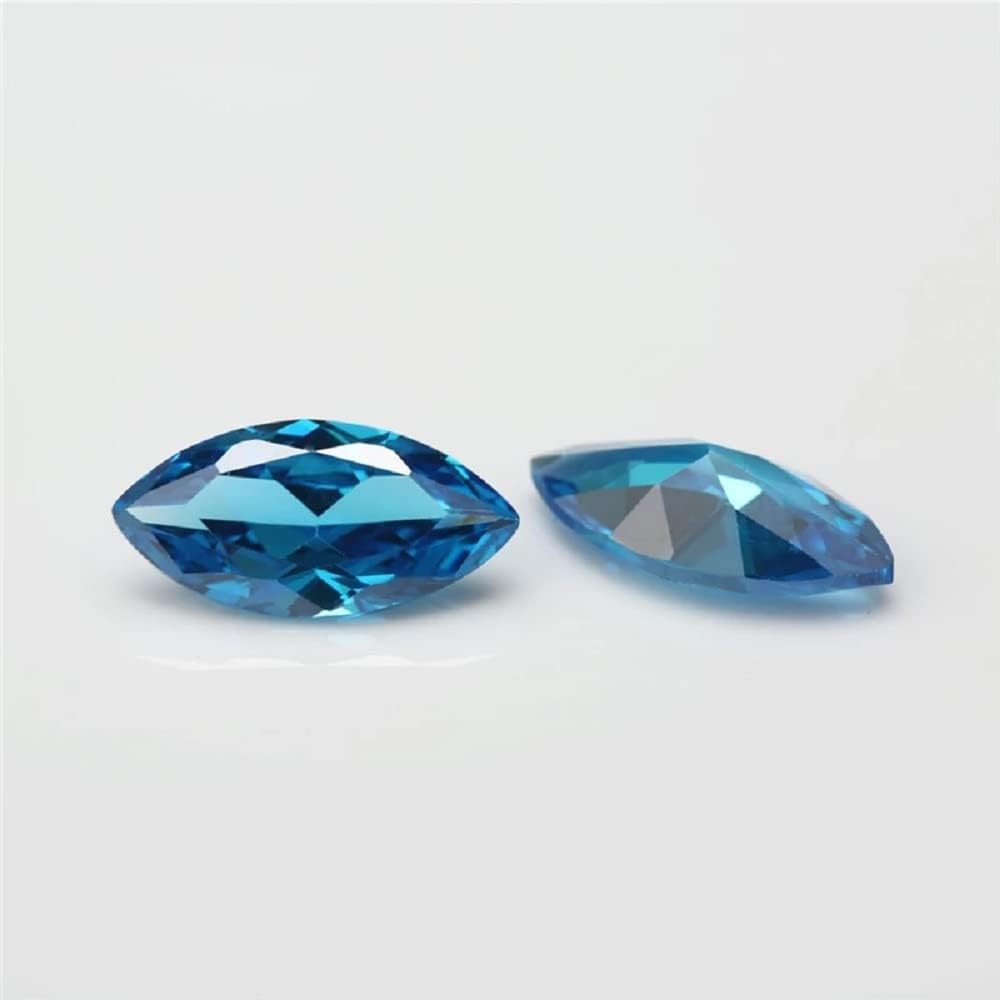 XIANGMO 20pcs 6x12mm Marquise Cut Loose CZ Synthetic Gemstone 5A Deep Sea Blue Cubic Zirconia Stone for Ring Earring Bracelet Necklace Pendants Jewelry Making