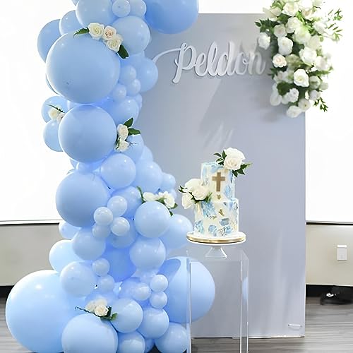 Image of Voircoloria 110pcs Light Blue Balloons 12inch Baby Blue Latex Party Balloons for Boys Girls Birthday Party, Baby Shower, Wedding, Gender Reveal, Baby Shower, Anniversary Party Decorations