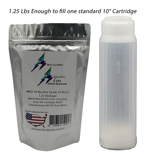 Image of Awesome Aquatic Mixed Bed DI Resin 1.25 lb Resintech MBD-30 Nuclear Grade Color Changing DI Resin Deionization RO /DI 10 inch Filter Cartridge Refill (1.25 lb) (Pack of 3)