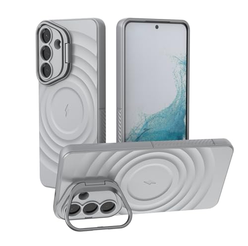 Image of LuxuryKase Shockproof Case for Samsung Galaxy S26 Plus | Ripple Pattern | Camera Protection | Inner Velvet Fabric Lining | Protective Cover with Enhanced Grip & Wireless Charging Support - Grey