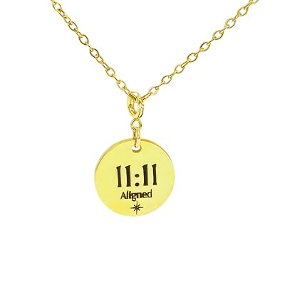 UMBRELLALABORATORY 11:11 Angel Number Necklace for Women, 18K Gold Plated Necklace, Interchangeable Pendant Charm, Spiritual Jewelry Gift