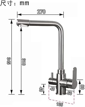Kitchen Faucet 3 Way 360 ° Rotation Straight Drinking Stainless Steel Brushed Hot and Cold Water