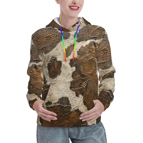 Sweat à capuche marron en cuir avec poche pour vos balades d'automne