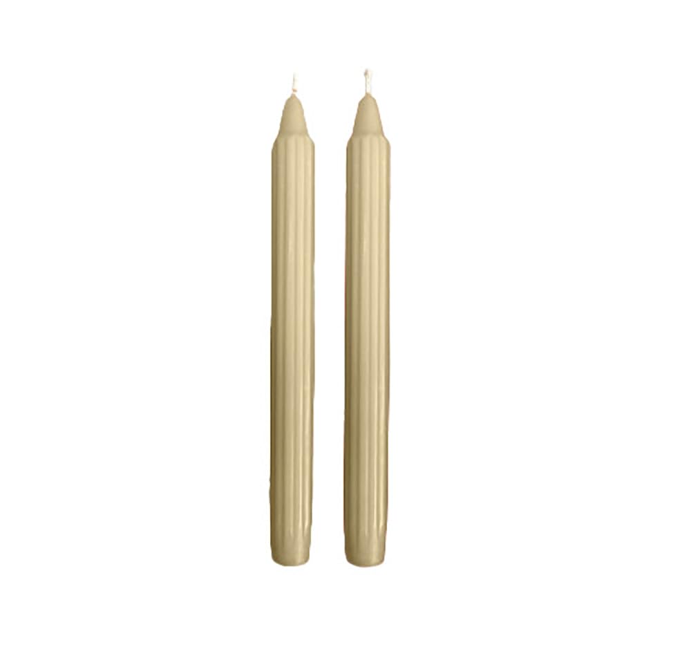 Candele Decorativa Dorica Scanalate - Set 2 Pezzi Avorio | Altezza 25 Cm Durata 8 Ore
