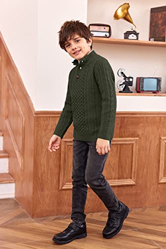 Makkrom Kids and Boys Mock Neck Pullover Sweater Long Sleeve Button Cable Knitted Jumper2