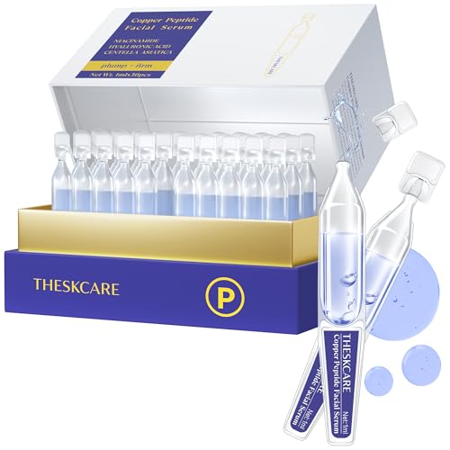 THESKCARE Copper Peptide Serum Ampoule for Face with Niacinamide & Hyaluronic Acid to Hydrate Skin, Reduce Wrinkles and Plump Skin,30 Ampoules