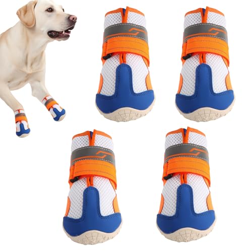 Stiefel Fu Hunde - Einstellbarer Reflektierender Pfotenschutz - Atmungsaktive Mesh Hundestiefel | Fu Outdoor, Winter, Schnee, Re
