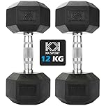 KK Hex Dumbbell Set - Dumbbell Weights For Weight Training - Hex Dumbbells Set With Rubber-Coated Heads, Stainless-Steel Core & Knurled Chrome Handle