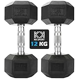 KK Hex Dumbbell Set - Dumbbell Weights For Weight Training - Hex Dumbbells Set With Rubber-Coated Heads, Stainless-Steel Core & Knurled Chrome Handle