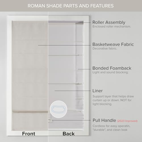 Madison Park Galen Cordless Roman Shades-Fabric Privacy Single Panel Darkening,Energy Efficient,Thermal Insulated Window Blind Treatment,for Bedroom,Living Room Decor,31"x64" - Image 3