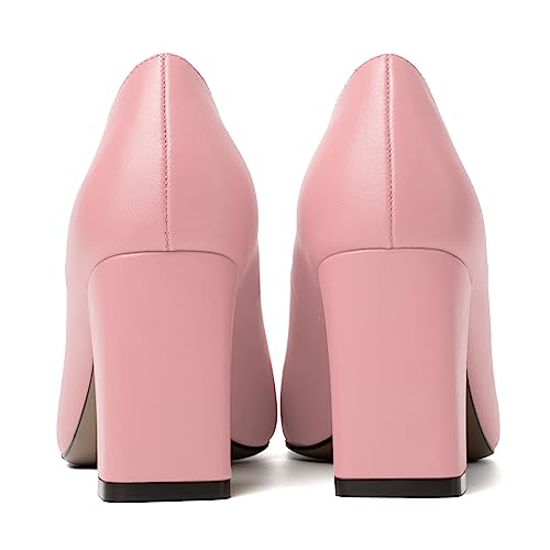 Image of MODENCOCO Womens Sexy Formal Matte Slip On Square Toe Work Block High Heel Loafers Shoes 3.5 Inch