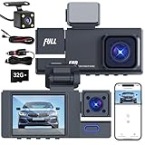 BOJOOM DashCam WiFi para Auto y Carro 3 Cámaras 1080P con Tarjeta Memoria de 32G, Cámara Automovil Delantera y Trasera...