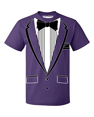 Tuxedo (Black) with Pocket Square Ceremony Men's T-Shirt, L, Purple