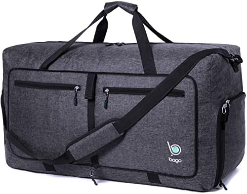 Bago Travel Duffel Bags for Traveling Women & Men- Foldable Weekender Bag - 100L 29" X-Large Duffle Bag for Travel & Camping Bag - Packable Lightweight Overnight Luggage Bag (Black)