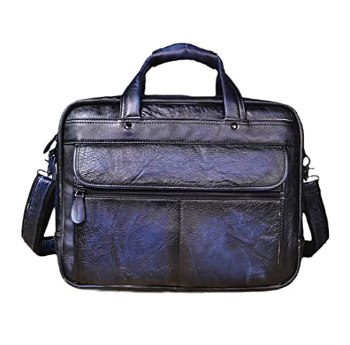 Sacoche de voyage en cuir pour homme noir foncé - Grand format mallette