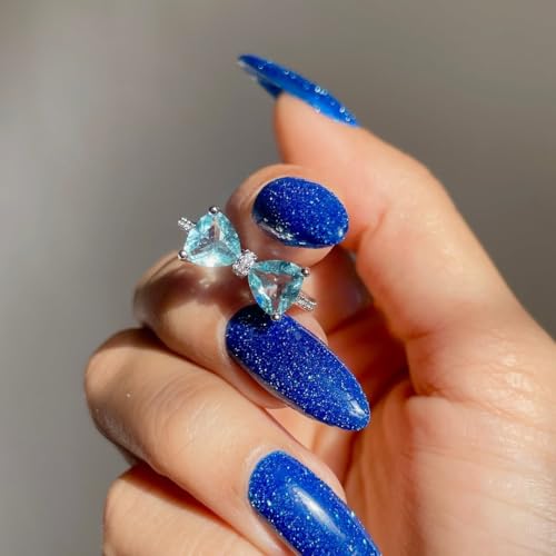 Image of Zarkan 925 Hallmark Silver Blue Heart Bow Ring