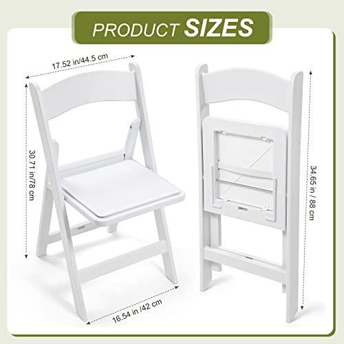 4 Pack Folding Chairs White Plastic Folding Chair Comfortable Resin Foldable Chair Lightweight Dining Chairs With Pvc Padded Seats For Wedding Events Party Picnic Kitchen Garden Church Indoor Outdoor #TOP2