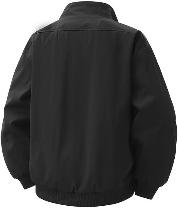 Mens Casual Jacket Spring Fall Stand Collar Workwear Utility Style Single Breasted Loose Lightweight Coats