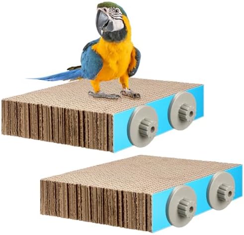 Bird Perch with Chewable Beads: What You Didn't Know About These Must-Haves 6 Skyygemm 2 Pieces Bird Chew Toy Parrot Cage Perch Cardboard Platform Bird Paw Grinding Stand Parrot Cage Playground for Macaws, Small Parakeets, Conures, Budgies, Finches Conure Cockatiel (Medium)