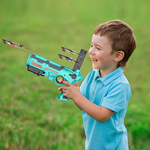 Image of VGRASSP Air Battle Gun Toy with 4 Paper Foam Glider Planes Kids Gadget for Fun Outdoor Sports Activity Catapult Pistol with Continuous Shooting Flyers - Multicolor(Color As Per Stock)