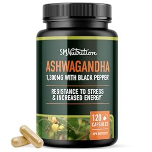 Ashwagandha Supplement 1300mg | High Strength Resistance to Stress & Increase Energy | Organic Ashwagandha Powder Capsules with Black Pepper for Increased Absorption | 120 Count 2-Month Supply