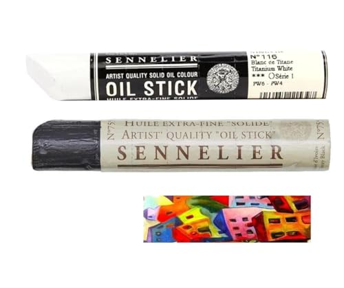 Peindre à l'huile en voyage avec les sticks Sennelier extra-fine noir et blanc et leur carte