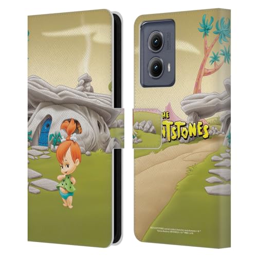 Head Case Designs Officially Licensed The Flintstones Pebbles Flintstones Characters Leather Book Wallet Case Cover Compatible with Motorola Edge (2024)