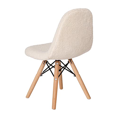 Flash Furniture Zula Kid's Modern Padded Faux Faux Shearling Accent Chair - Padded Off-White Faux Shearling Upholstery - Beechwood Legs #TOP3