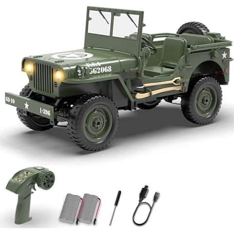 RACENT RC Crawler 1:10 Scale Simulation of a Multi-Purpose Off-Road Car 2.4G 1941 Mb Scaler Willys Crawler Climbing Scale Military Truck Vehicle Adult Kids Toy Cover