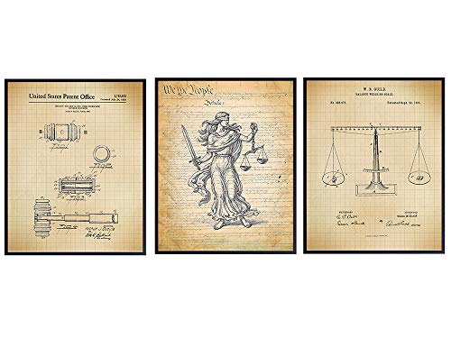 Law Attorney Patent Wall Art Print Set - Home Decor for Office, Den, Man Cave, Living Room, Bedroom - A Gift for Attorneys, Paralegals, Judges and Legal Professionals - 8x10 photo - Unframed