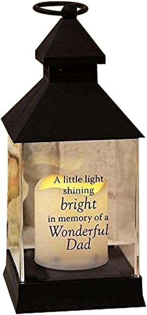 Decorative Memorial Lantern Grave Ornament Enclosing Fancy Candle - Bereavement Gifts/Plaques in Loving Memory of Your Loved Ones (DAD)