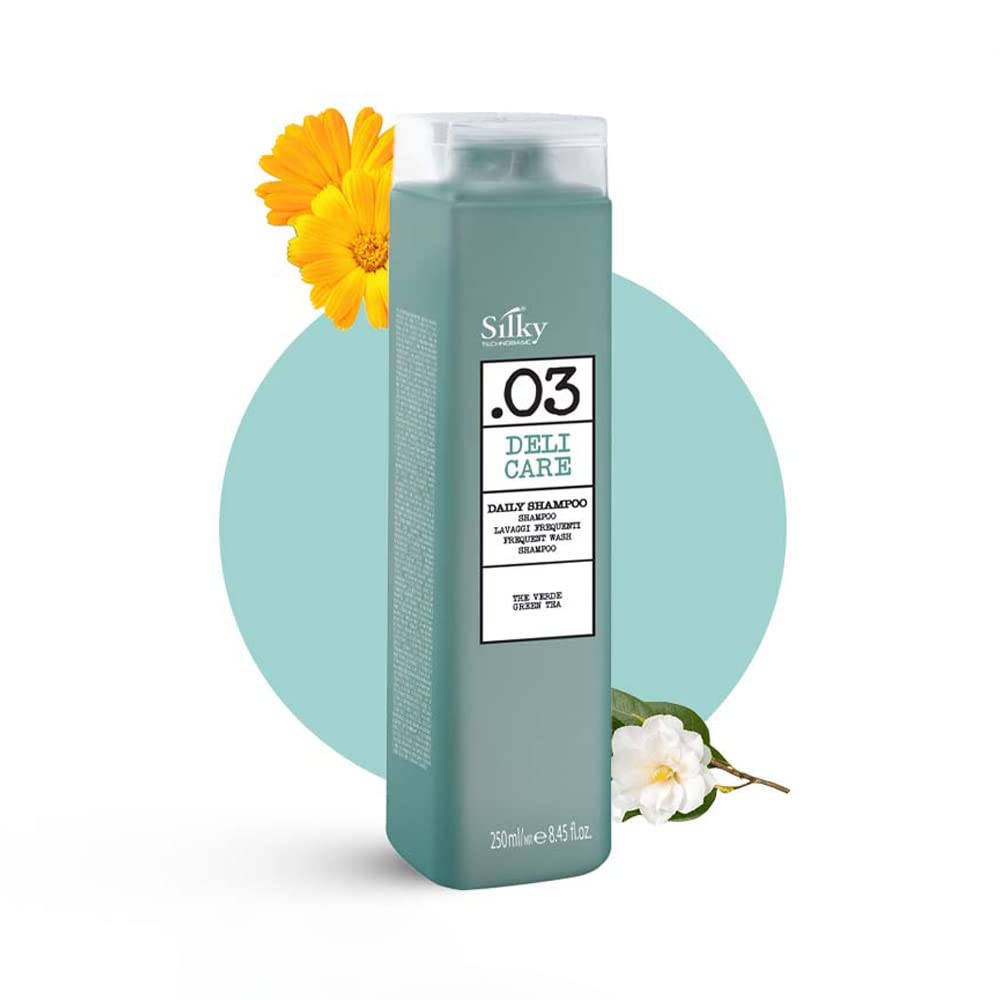 Silky Technobasic .03 Daily Herbal Shampoo - Nourishing Green Tea Shampoo for Gentle Hair Care and Soothing Scalp Relief - Cruelty-Free Formula Shampoo- 1000 ML (33.8oz)