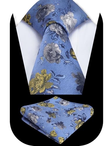 Image of Alizeal Mens 3.15'' Colorful Flower Pattern and handkerchief Necktie Set