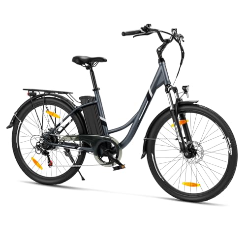 Touroll B1 26 Zoll City E-Bike mit 250W Motor und 36V 15.6Ah Akku Pedelec Cityräder Elektrofahrrad, Max Geschwindigkeit 25km/h Max Reichweite 90km, Erwachsene Herren Damen Ebike